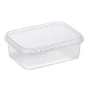 Контейнер для пресервов/мёда 280мл,"банка", прямоугольный 120x91x40мм, контрольный замок, полупрозрачный, ПП