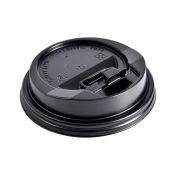 Крышка для стаканов, для холодного и горячего, d 80 мм, чёрная, с клапаном, полистирол