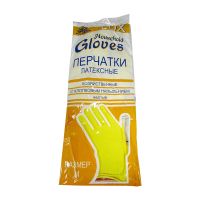 Перчатки латексные, р-р M, с хлопк. напылен., желт., 1 пар/упак "Lux" 144 пар/кор КИТАЙ 104-010