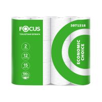 Бумага туалетная 2-сл. "Focus" Economic Choice, бел., 15 м, 12 рул/упак 8 упак/кор РОССИЯ 5071518