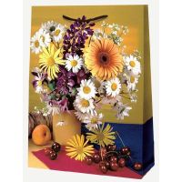 Пакет подарочный [300+120]х400 мм, р-р XL с петлев. ручками, диз. "Натюрморт Летний", бум. лам., 10 шт/упак 100 шт/кор РОССИЯ 108.433