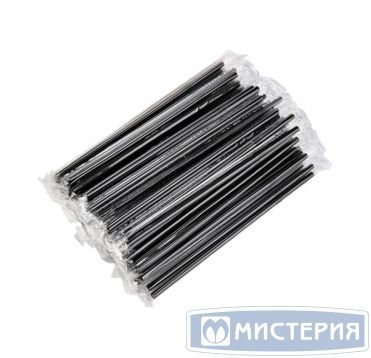 Трубочки для коктейлей 210 мм, d8 мм, черн., пласт. прямые в инд. упаковке, 500 шт/упак 10 упак/кор БЕЛАРУСЬ -