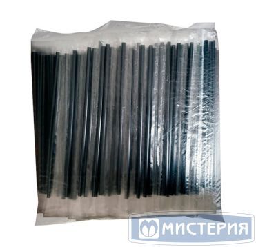 Трубочки для коктейлей 210 мм, d7 мм, черн., пласт. прямые в инд. упаковке, 200 шт/упак 25 упак/кор РОССИЯ 117002