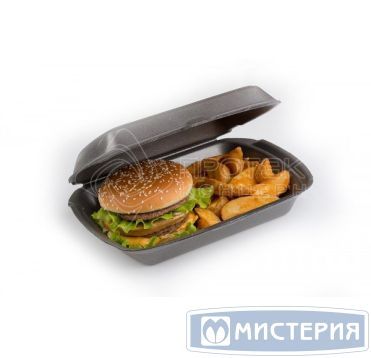 Ланч-бокс 1-секц. 191х152х74 мм, черн., ВПС, 100 шт/кор 100 шт/упак РОССИЯ ЛБС черный