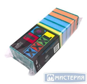 Губка поролоновая для посуды 110х80х30 мм XXXL, цвет в ассорт., 10 шт/упак 20 упак/кор РОССИЯ гх004
