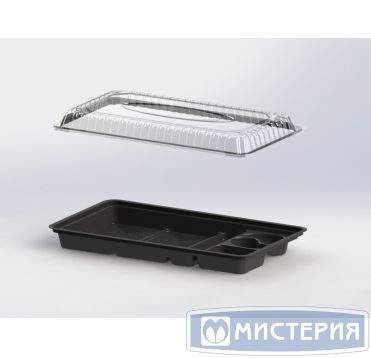 Упаковка для суши, 266х151х40мм, черная